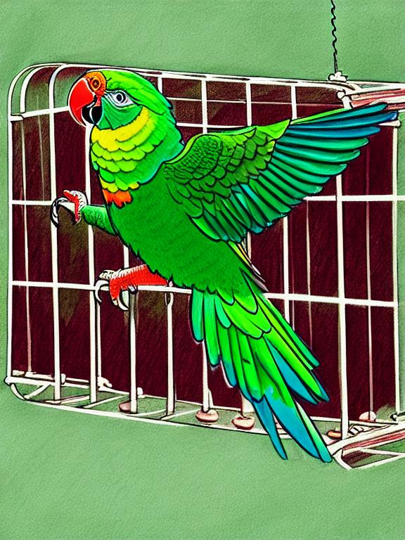 Watercolor drawing of green parrot, vintage style, isolated Stock  Illustration | Adobe Stock