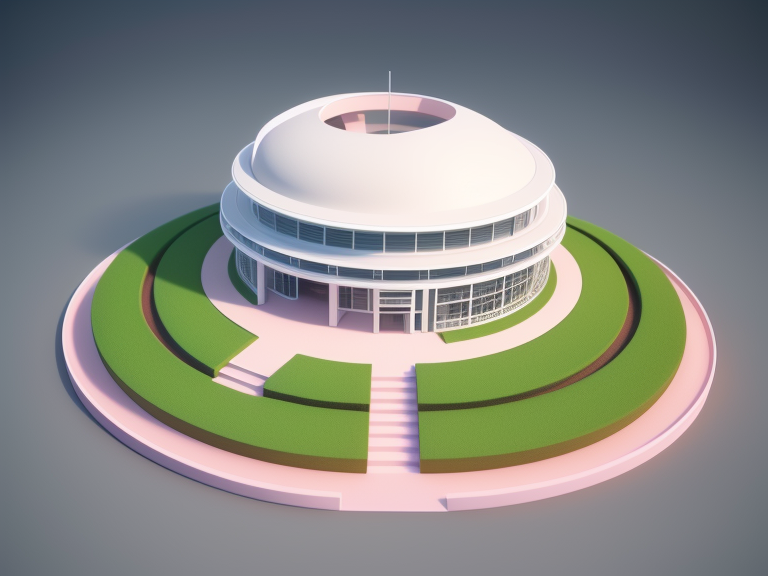 Centered, Very cute, Isometric view, Unique clay 3d icon curved low poly, a creative stadium with new idea for facade. High resolution, detailed, Thailish style decorations, 3D, 8K, minimal, indepth details, menu stand of the front., 100 mm, Pastel colors, 3d blender render, Neutral blur background, Centered, Matte clay, Soft shadows, Cute, Pretty, Curves, 16k resolution, Concept design, Modern house