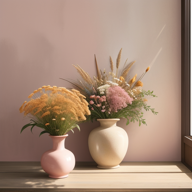 Sentimental song art gift, 10 year anniversary gift ideas for couple,, Super wide shot, rule of thirds, A vase with, Indoor, Dried flowers and grasses, Super wide shot, Rule of thirds, Against a neutral pink wall, Super wide shot, rule of thirds, Against a neutral pink wall, In the style of light white and light brown, Furaffinity, Post-minimalist, Light brown and light amber, Uhd image, Emile claus, Sculpted