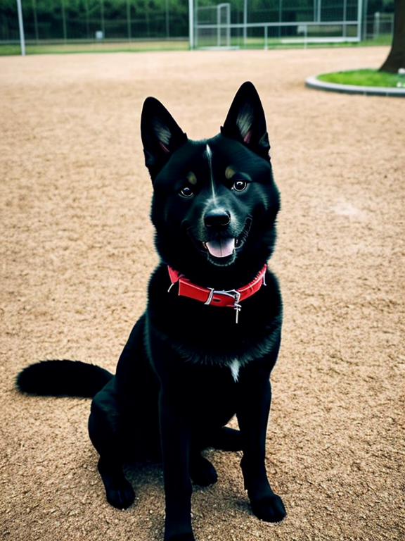 I'm going to make a logo for a pet park, I'd like it to be one that combines text and a black shiba inu dog's head. I want a single color with a white background and a skeleton design.