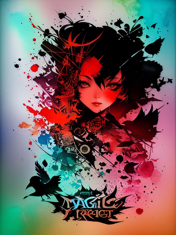 channel design, magic, t-shirt design, red color, dark magic splash, dark, ghotic, fantasy art, watercolor effect, hand-drawn, soft lighting, bird's-eye view, isometric style, focused on the character, 4K resolution, photorealistic rendering, using Cinema 4D, in Carne Griffiths art style, in Carne Griffiths art style, color plashed