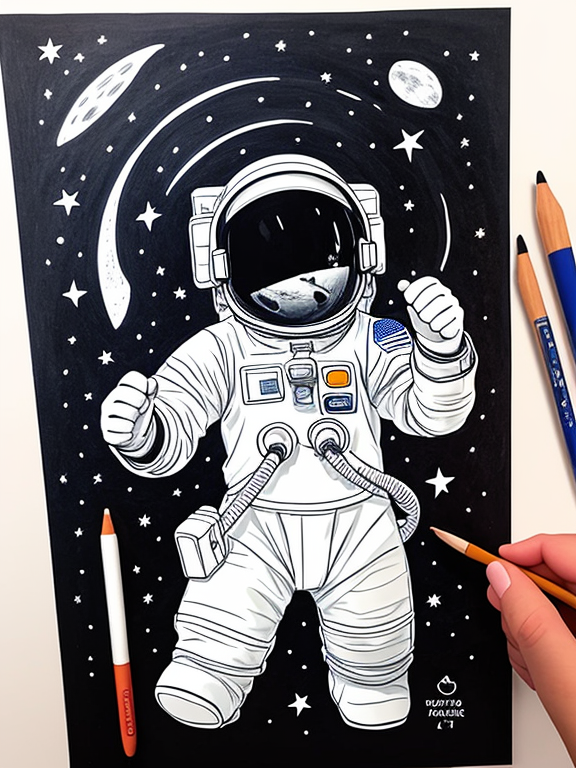 Ebern Designs Astronaut Or Cosmonaut In Open Space Vector Sketch  Illustration On Canvas by Best Content Production Group Print | Wayfair