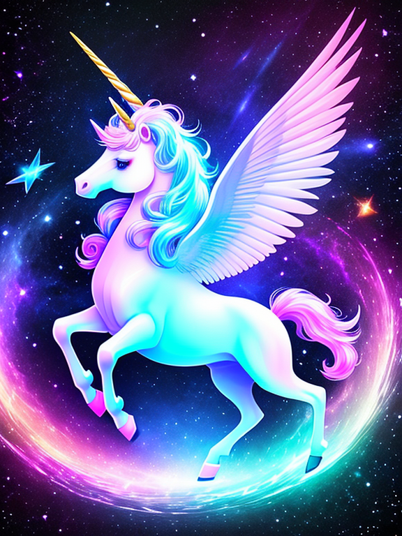 Unicorn, hologram floating in space... - OpenDream