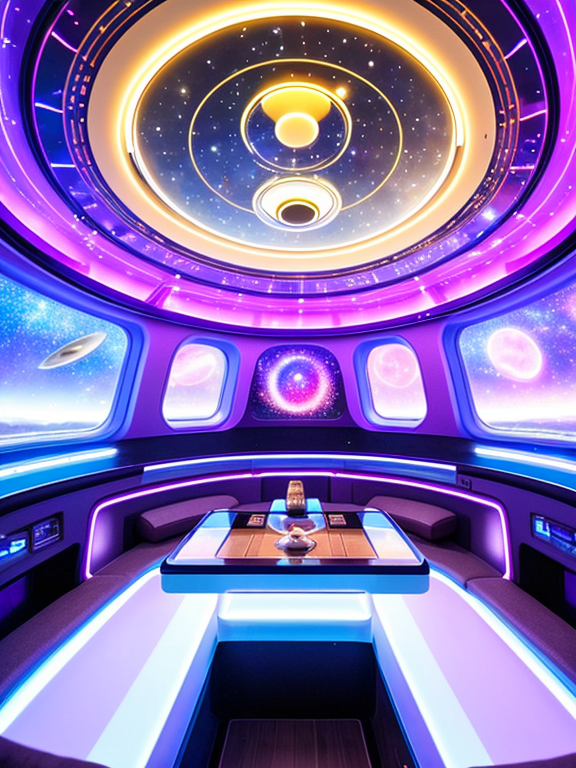 The interior of the UFO exudes peace and excitement at the same time. This is a place where the boundaries between science and fantasy blur. You feel the pulsating light and sounds envelop your senses, inviting you to travel through distant galaxies and discover unknown worlds. ​