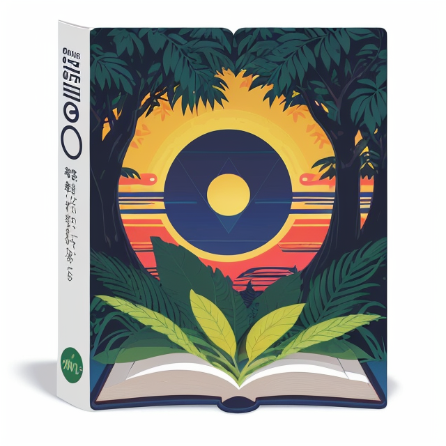 Difficult Puzzle Book for Smart Kids, planar vector, character design, japan style artwork, on a shamanic vision quest, with beautiful nocturnal sun and lush Amazon jungle in the background, subtle geometric patterns, clean white background, professional vector, full shot, 8K resolution, deep impression illustration, sticker type, vibrant color, colorful background, a painting illustration , 2D