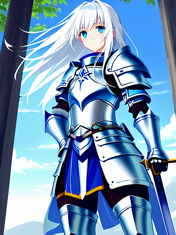 A full body girl wearing white, gold and red full body armor - AI Generated  Artwork - NightCafe Creator