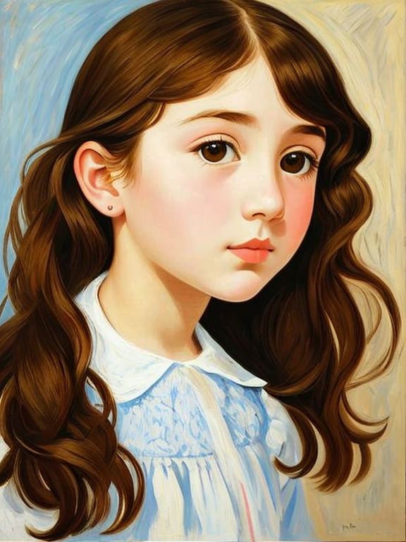 a painting of a young girl with br... - OpenDream