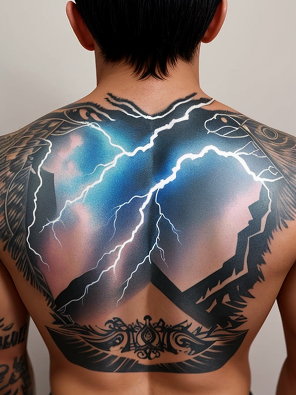 LuminAry: two lightning bolts, thick, tattoo style