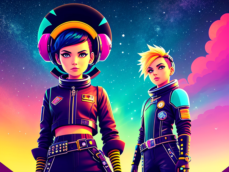 stylized, atomic punk, colorful, space, adventure