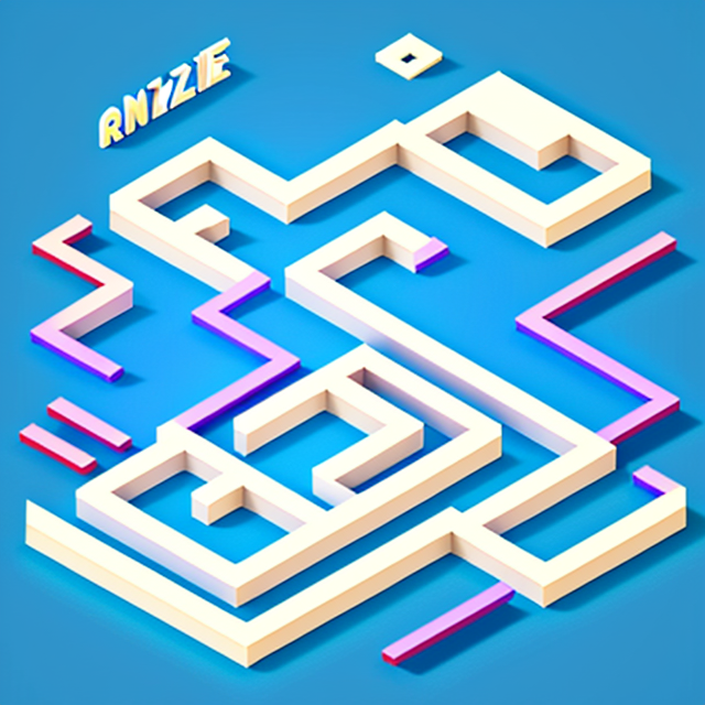 MAZE, MANY ENTRIES WITH DIFFERENT ROUTE, VARIOUS BLOCKERS AND A REWARD IN CENTER. STYLE ISOMETRIC.