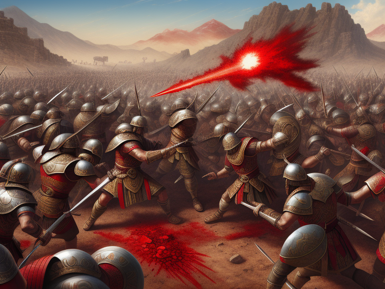 Ancient Persian vs Ancient Greek battle with blood and gore., Deviantart, Photoshop, hyper detailed