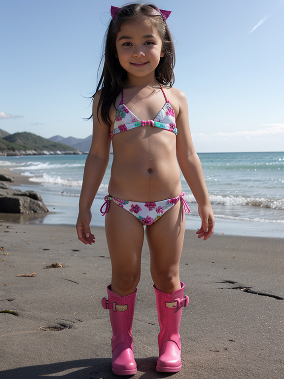 Lil girl in bikini with big boot - OpenDream