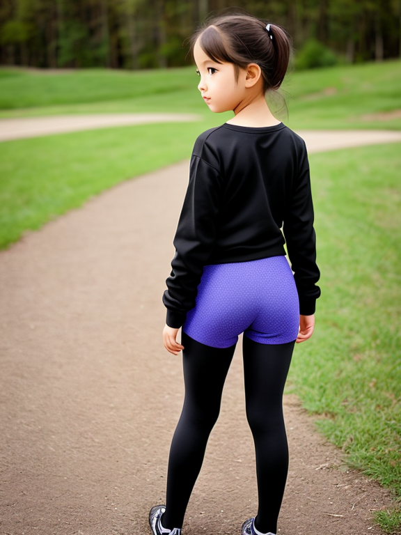 9 years old girl in leggings back v - OpenDream