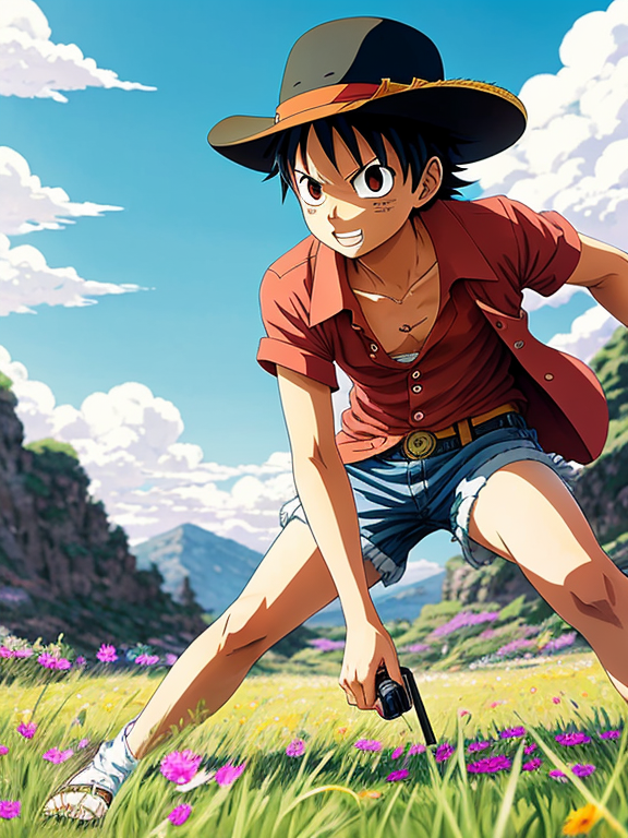 luffy in highly detailed manga spre... - OpenDream