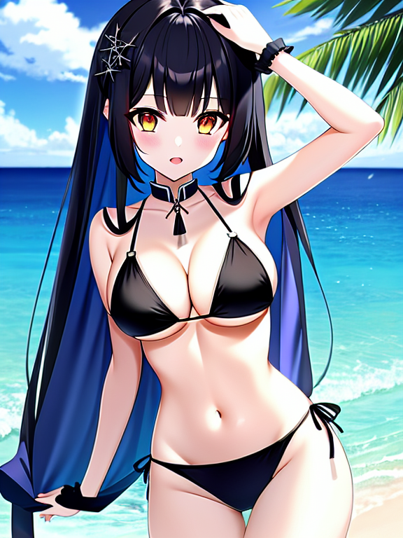 Goth anime girl in bikini 