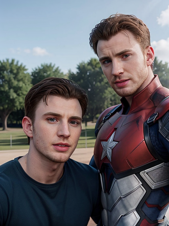 Chris Evans with Tom Holland realistic image, 