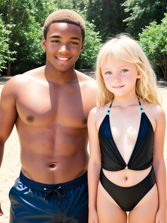 Swimsuit child blond girl Caucasian - OpenDream