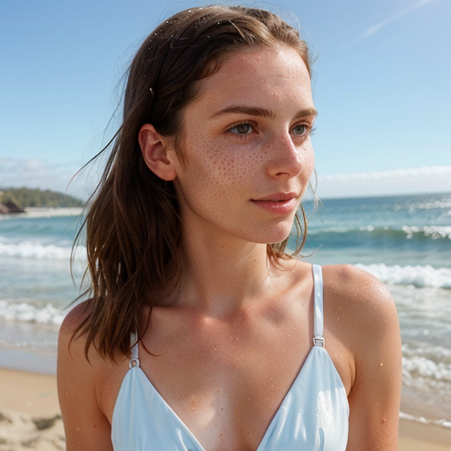facing girl in underwear at beach,  - OpenDream