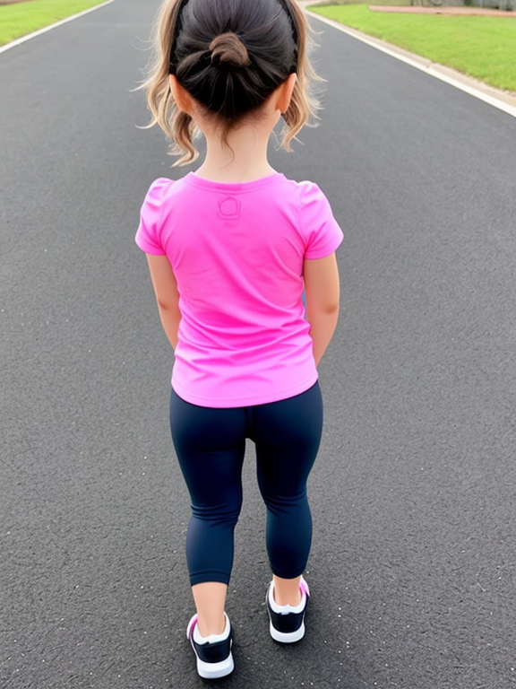 Little girl in leggings back view - OpenDream