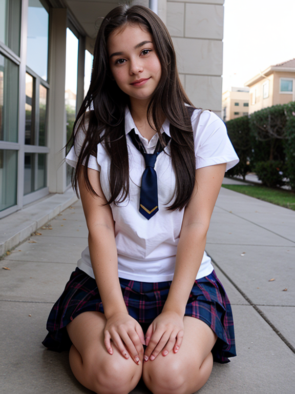 Cute teen schoolgirl, knees