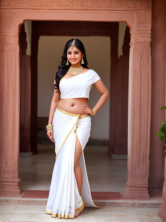 an Award-Winning full body photograph, of a young women, aged 20, indian, white wedding saree, wholesome, big boobs, adorable perfect eyes, cute smile, (fucked by big dick) saree, natural light, fair skin tone, full body see through saree
