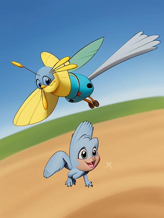 cartoon dusty crophopper flying through a blue sky