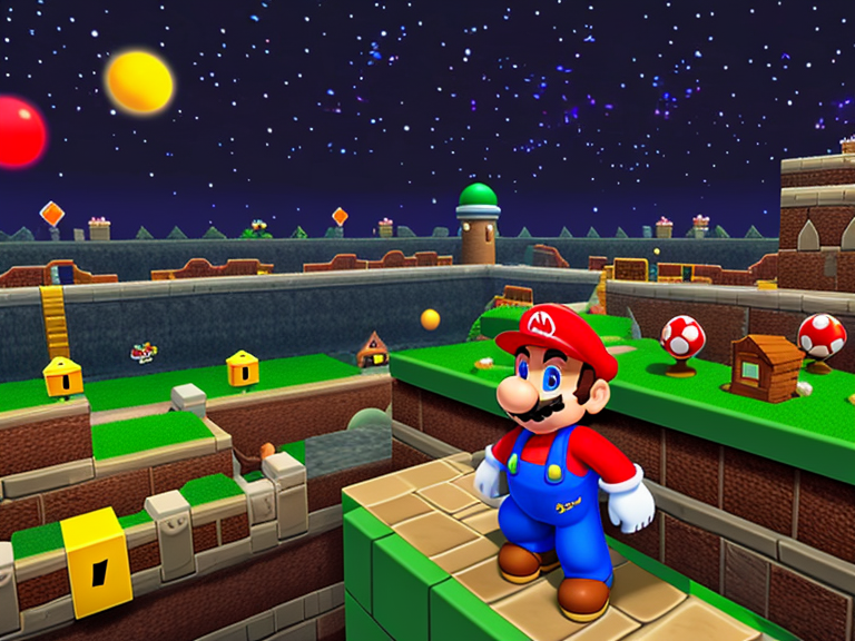Super Mario 64 level with Mario but it's really dark
