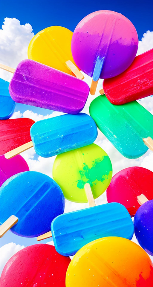 Falling colorful popsicles from the skies