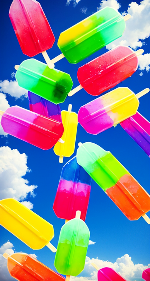 Falling colorful popsicles from the skies