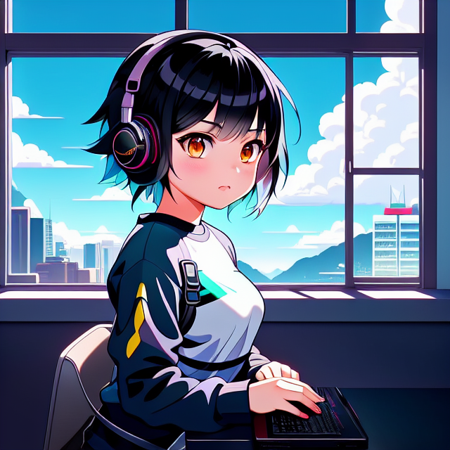 brazilian chubby girl, scenic view window, digital art by artists such as Loish, Ross Tran, and Artgerm, highly detailed and smooth, with a playful and whimsical feel, trending on Artstation and Instagram, 2d art, Lofi Music Anime Illustrations Wallpapers, unique and eye-catching thumbnails, covers for your YouTube videos and music tracks, Vector illustration, 2D, Anime style