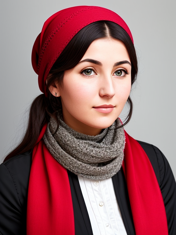 Please create a profile picture of a traditional russian orthodox woman with a scarf tied around her chin 