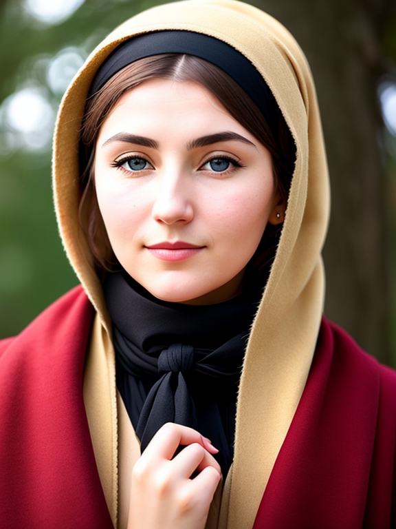 Please create a profile picture of a traditional russian orthodox woman with a scarf tied under her chin 