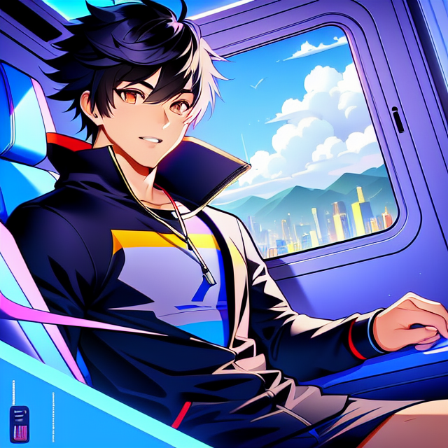 Anime male, latino, handsome, bullky, , scenic view window, digital art by artists such as Loish, Ross Tran, and Artgerm, highly detailed and smooth, with a playful and whimsical feel, trending on Artstation and Instagram, 2d art, Lofi Music Anime Illustrations Wallpapers, unique and eye-catching thumbnails, covers for your YouTube videos and music tracks, Vector illustration, 2D, Anime style