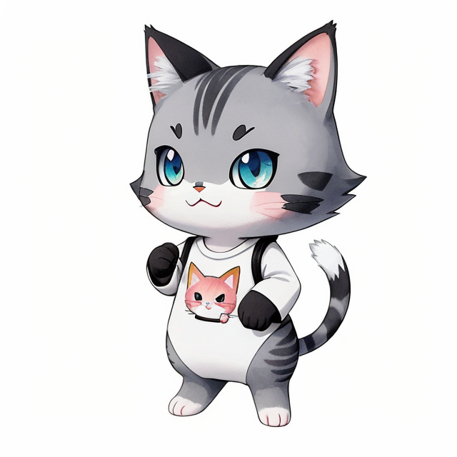 an angry grey cat with frowned forehead and showing middle finger up, 3D rendering, nice art, well hand-drawn art, colorful, Small body, Cute animal, Cute, nice art, well hand-drawn art, colorful, Small body, Cute animal, Cute clothing, Full body, Cute Eyes, Cute expressions, Watercolor style, Storybook style, Character Design, Illustrator, Digital watercolor, White background, Cartoon style, Kawaii, white background, one single character, pokemon style