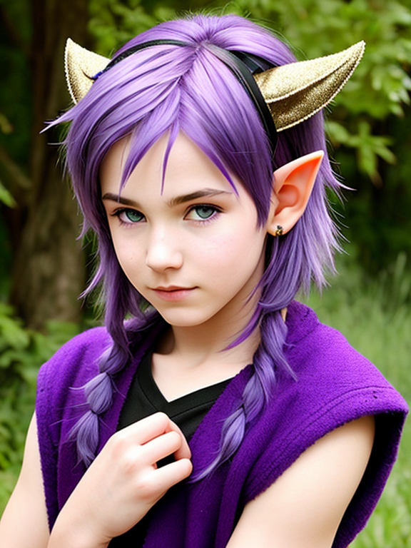 elf boy with purple hair