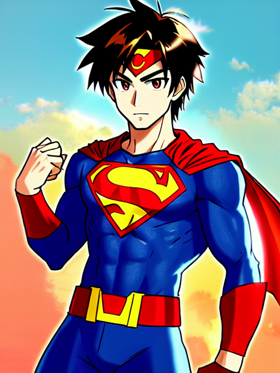 Guntur, as a superhero, cool costume, anime style