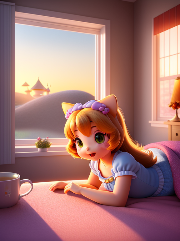 Pixar style, 3d style, Disney style, 8k, Beautiful, Envision “Hello Kitty” waking up in the morning to the gentle rays of sunlight filtering through the window, creating a warm and inviting atmosphere in a scene depicted in stunning ultra-high-definition 8K realism. Picture her adorable expression as she stretches and greets the day with a cheerful “Good morning!” theme, surrounded by a cozy and comforting ambiance. Every detail is meticulously crafted in lifelike 3D perfection, capturing the brightness and sparkle of the new day. Immerse yourself in this heartwarming moment, where the timeless charm of “Hello Kitty” radiates brightly amidst the tranquility of morning bliss, all brought to life in breathtaking high-quality imagery., 3D style rendered in 8k using, disney movie effect