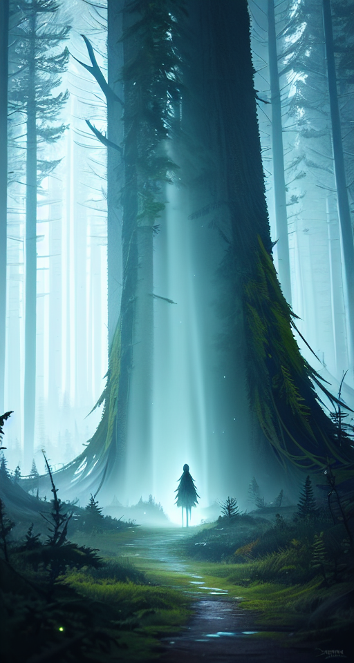 ghost of the forest by Anna Dittmann, digital art, horror, trending on artstation, anime arts, featured on Pixiv, HD, 8K, highly detailed, good lighting, beautiful, epic, masterpiece