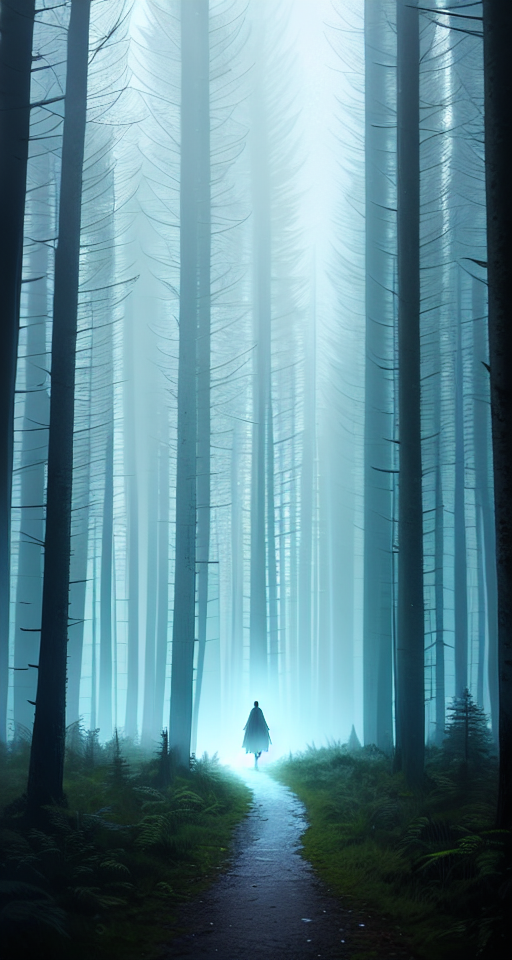 ghost of the forest by Anna Dittmann, digital art, horror, trending on artstation, anime arts, featured on Pixiv, HD, 8K, highly detailed, good lighting, beautiful, epic, masterpiece