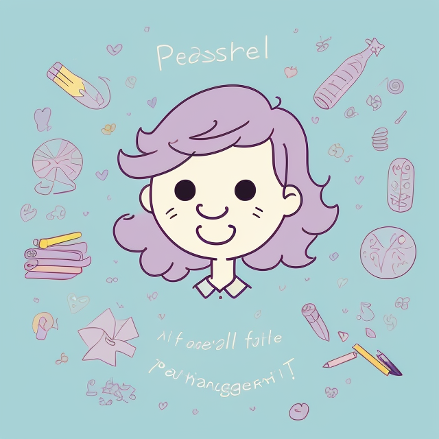 an image of a person that feels well because he or she apply the management of   stress, Pastels, Flat, Doodles, Vector, Silly, Cartoon, Fun, Monogram, Professional, Business, Brand
