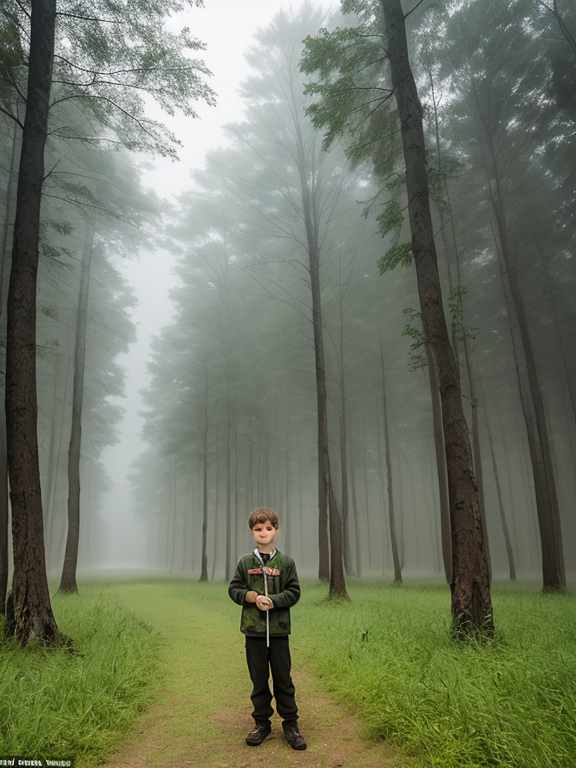 Boy with a talent of camouflageing and creating strong mist