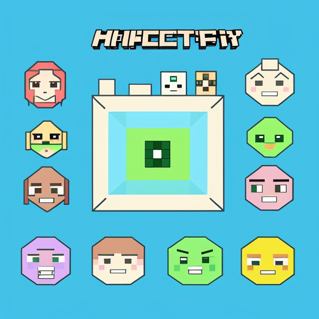 Minecraft happy skin, Pastels, Flat, Doodles, Vector, Silly, Cartoon, Fun, Monogram, Professional, Business, Brand