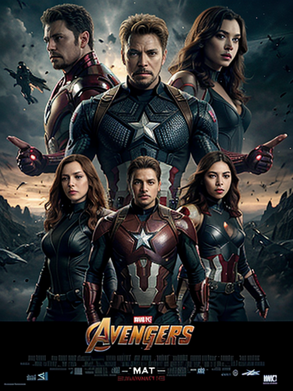 avengers movie poster with tittle, with all characters