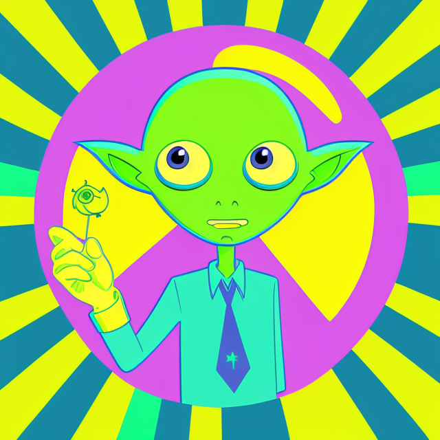 green alien in las vegas , Pastels, Flat, Doodles, Vector, Silly, Cartoon, Fun, Monogram, Professional, Business, Brand, Pixar style