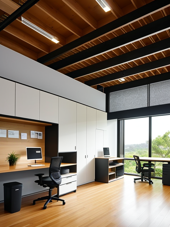 An interior shot of the office, an architect specializing in applying sustainability and green architecture standards in designs to preserve the environment and integrating them with modern techniques in simulation during the design process and saving energy after construction.