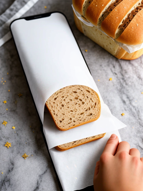 normal bread in hand stretch foil on a screen as if you googles the picture and it was on a blank white screen