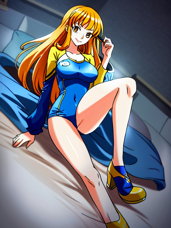 Nami front one piece showing her shoes(arabasta ark) and full body in the bed