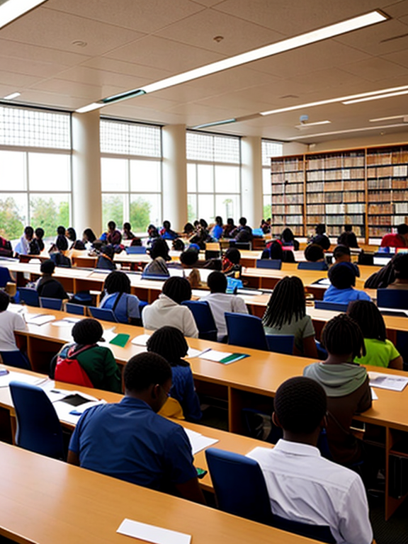 University library  with African students