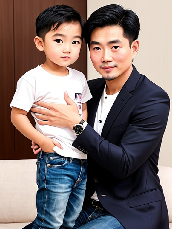 Handsome thai fathers and his handsome little son