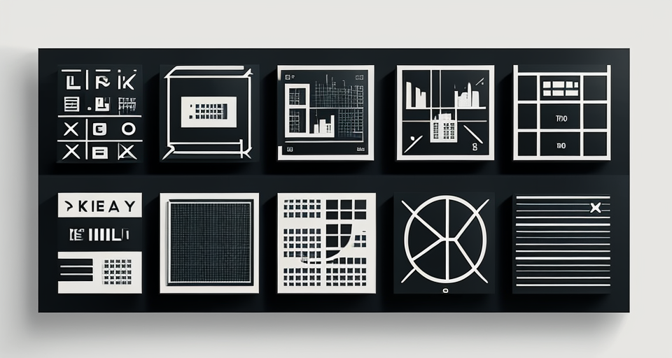digital style grids, atmospheric, flat style, icons, screen elements